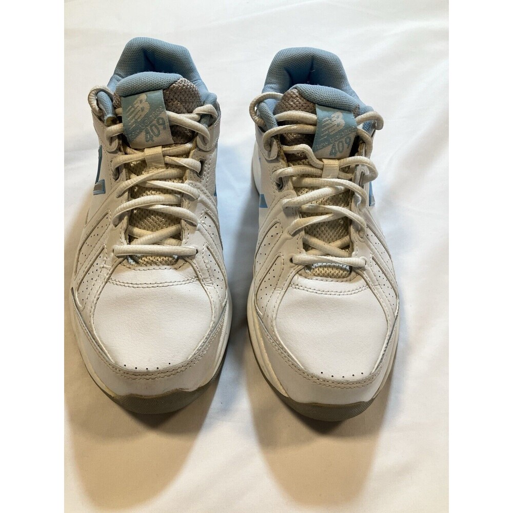Womens Size 9.5 New Balance 409 WX409WB3 White Blue Silver Leather Cross Trainer - Picture 3 of 7